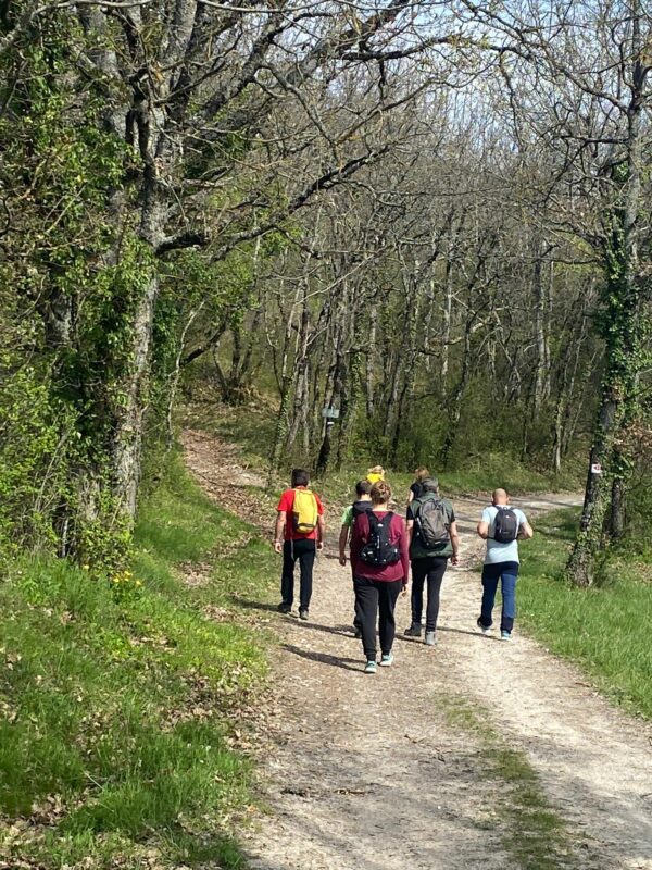 Groupe de stagiaires en randonnées lors d'un stage de jeûne en Occitanie